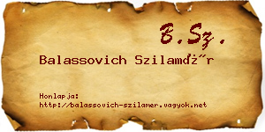 Balassovich Szilamér névjegykártya